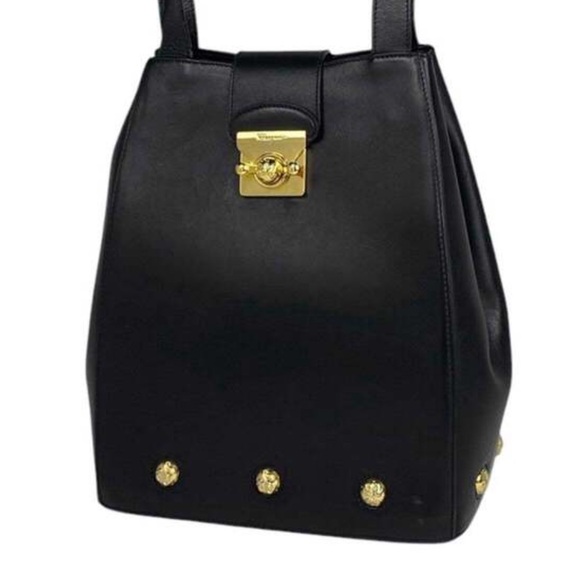 Salvatore Ferragamo vintage leather high heel stud hardware shoulder bag - Picture 14 of 14